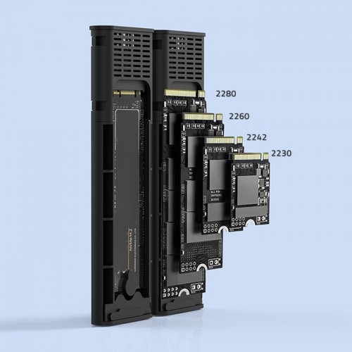 Rack HDD Qoltec M.2 SSD SATA NVMe USB-C (Type C) DUAL 2 x 2TB negru - imagine 3