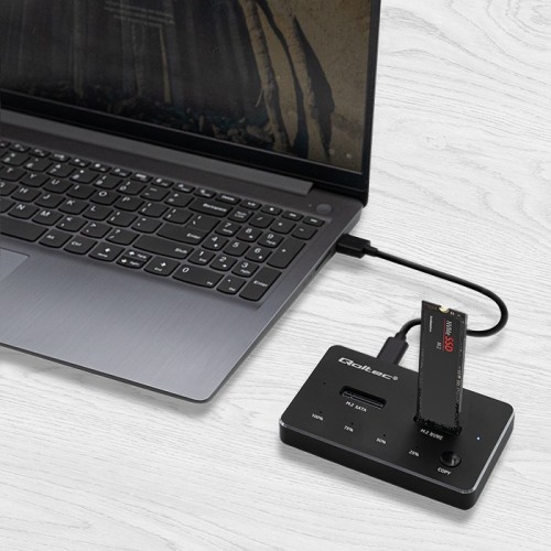 Rack HDD Qoltec M.2 SSD drive docking station NVMe SATA USB-C DUAL 2 x 2TB - imagine 7