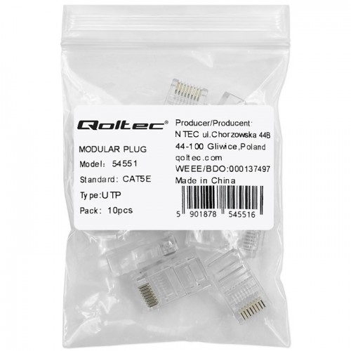 Mufe conectoare Qoltec RJ45 CAT5e UTP contacte Gold-plated 10 bucati - imagine 2