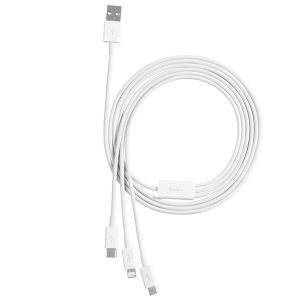 Cablu 3in1 Baseus USB la micro USB / USB - C/ Lighting 3.5A 1.2m alb