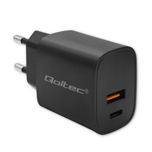 Incarcator universal Qoltec GaN POWER PRO 1xUSB-C 1xUSB 30W 5-20V 1.5-3A Negru - imagine 3