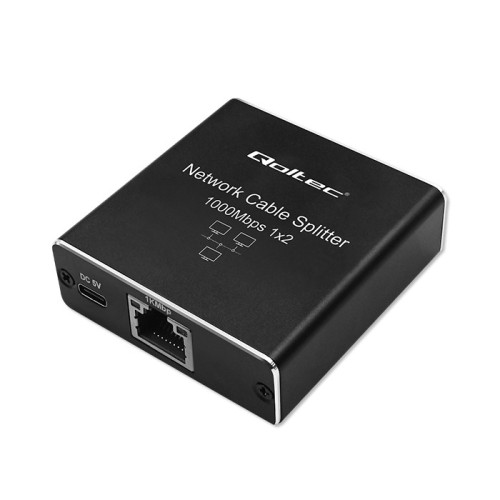 Adaptor Splitter mini SWITCH Qoltec 1x2 porturi RJ45 1000Mbps USB-C Aluminiu - imagine 3